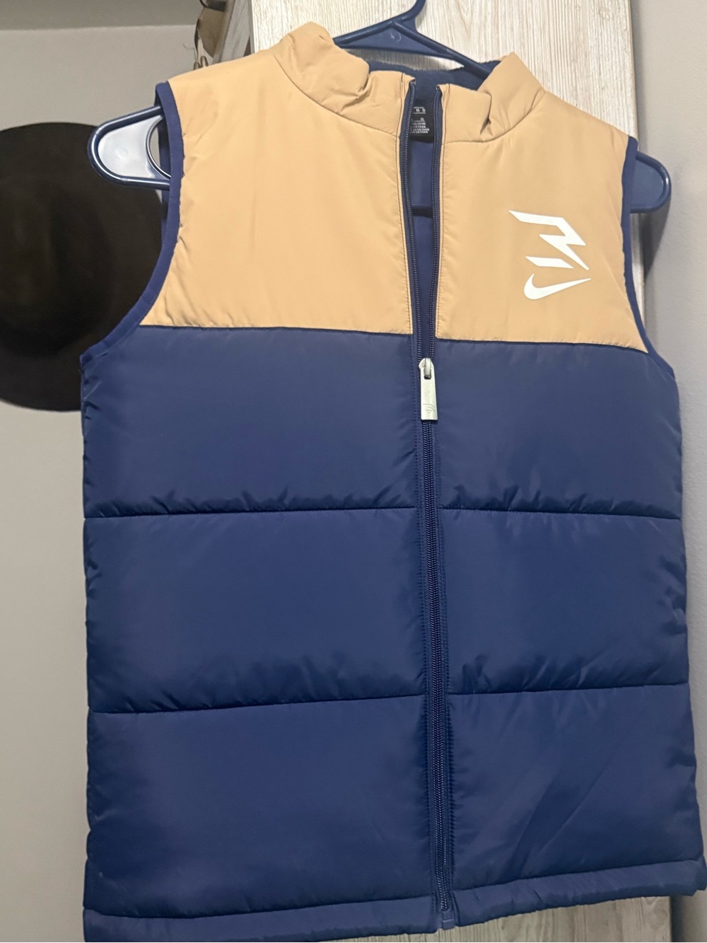 Nike Kids Two-Tone Puffer Vest - Navy & Tan